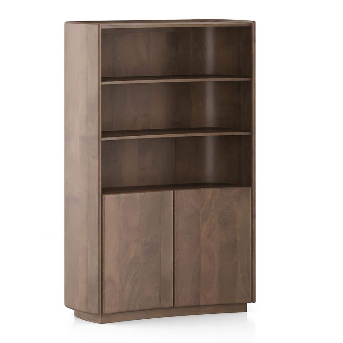 Torin Solid Wood Bookshelf In Danish Walnut Finish