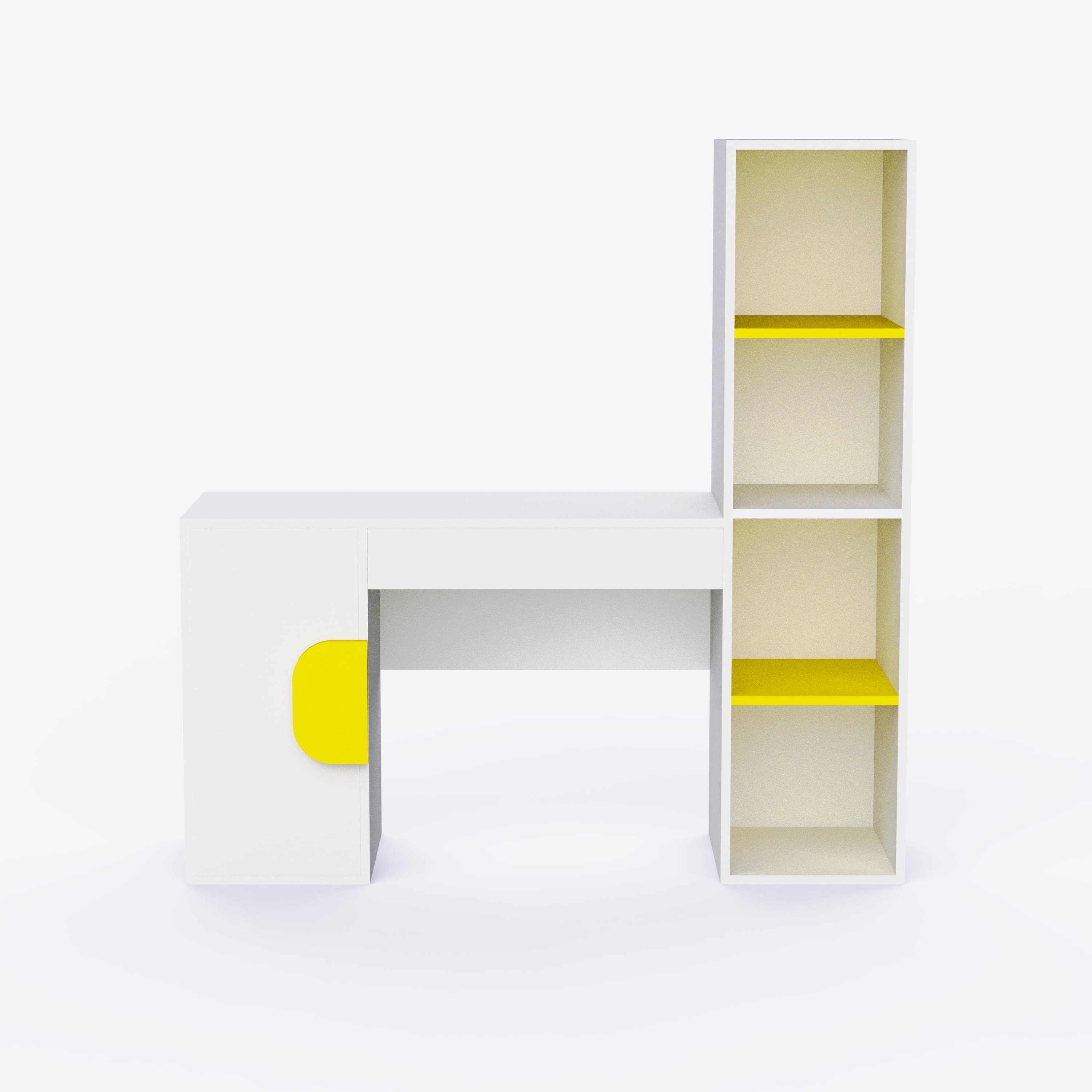 Joy Ride Study Table In Yellow & White Colour
