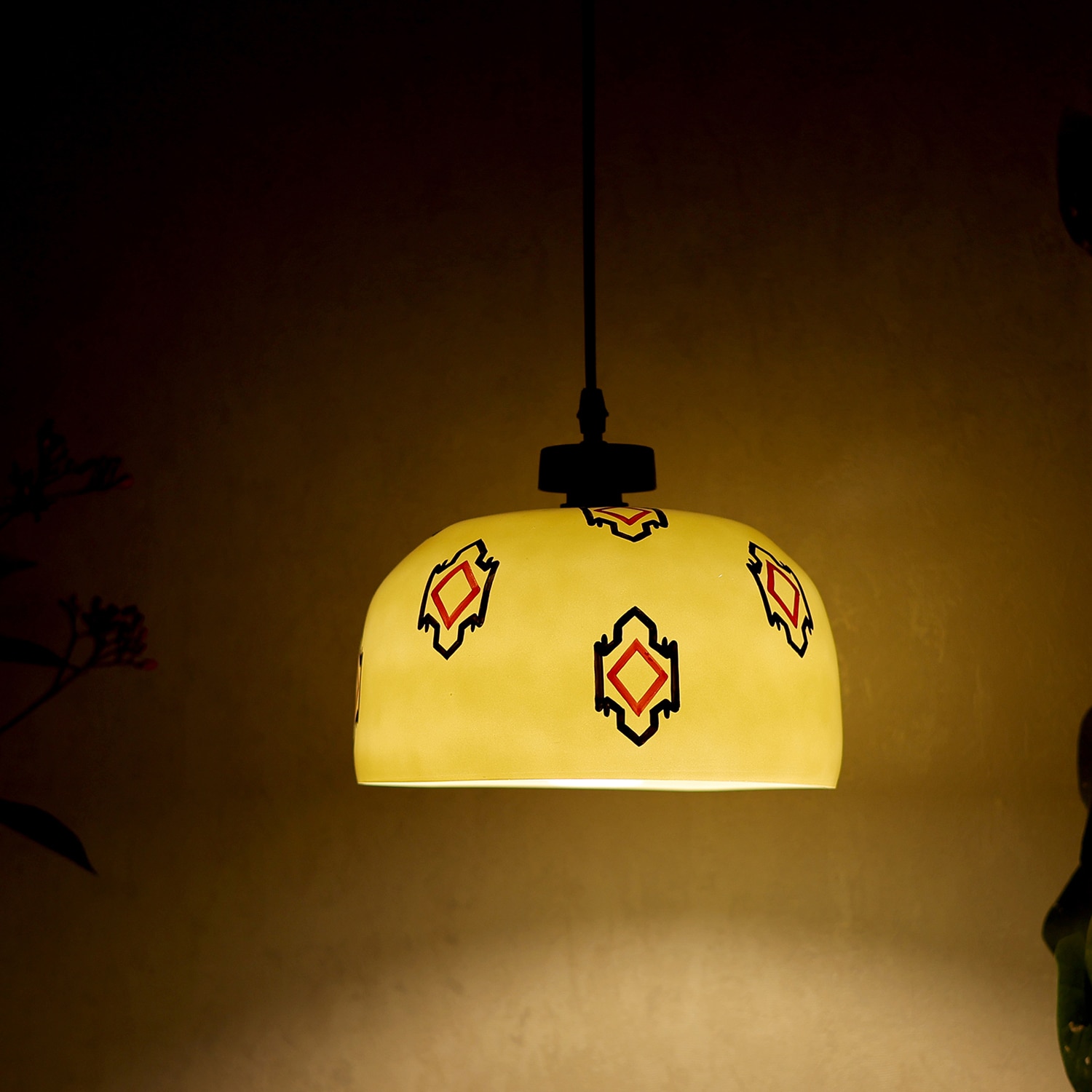 Ornamental Glass Electric Ceiling Light in White Colour - Posh N Plush