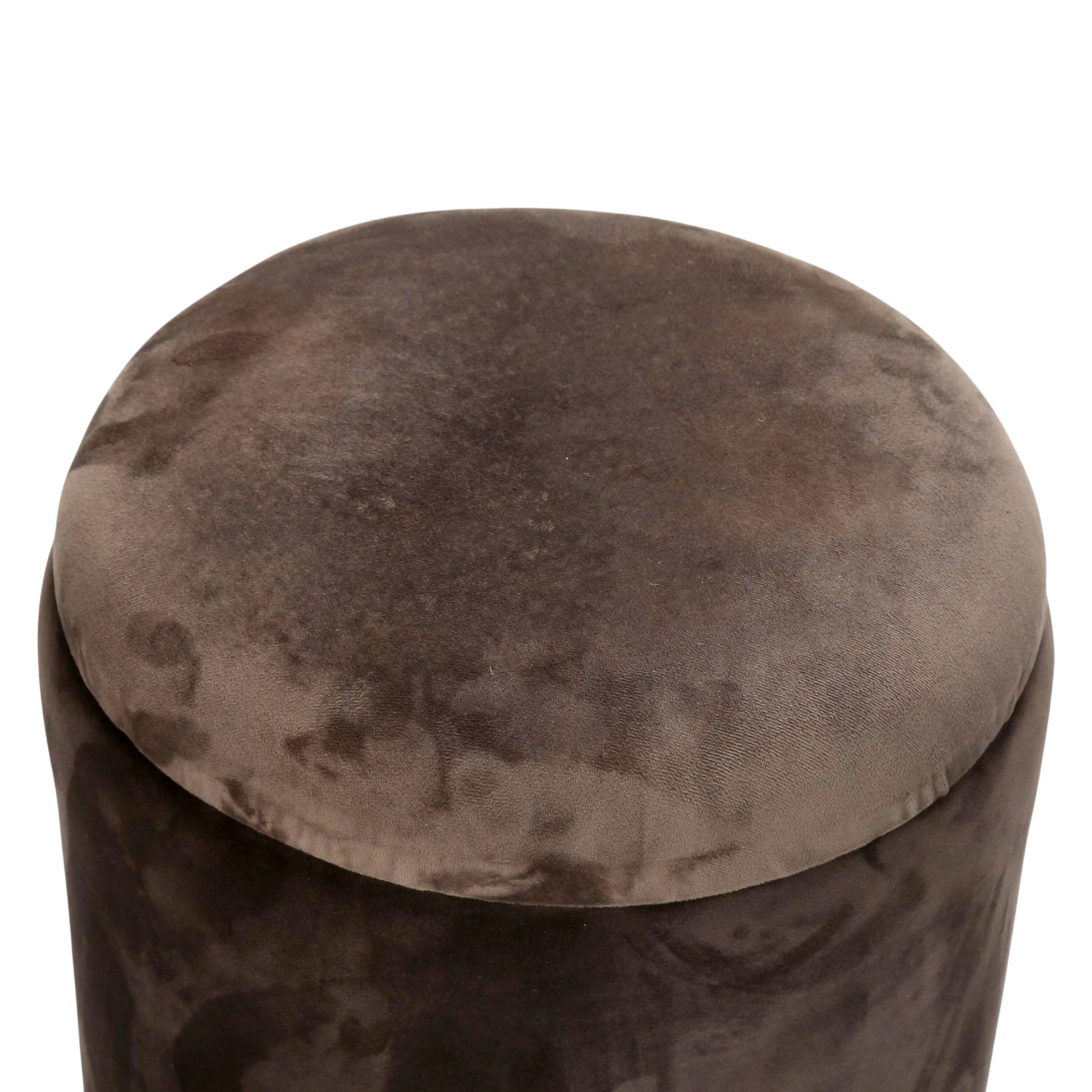 Wayne Pine Wood Accent Set of 2 Ottoman Pouffees in Cedar Brown Velvet