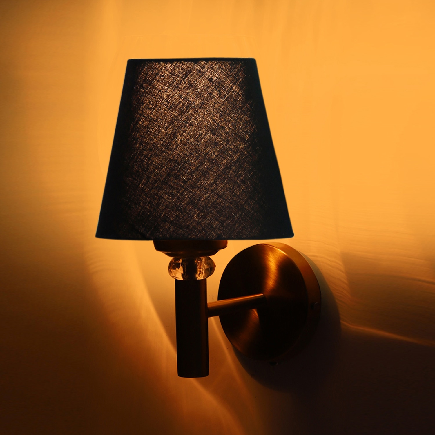 Devansh Metal Electric Wall Light in Gold Colour with Black Shade Count of 1 Light - Devansh