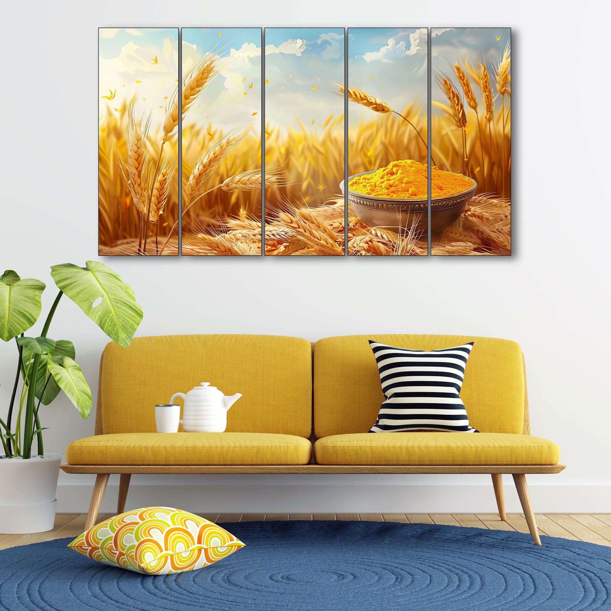 The Castle Decor Wheat Wall Painting Wooden Framed 27x48 Inch - The Castle Decor