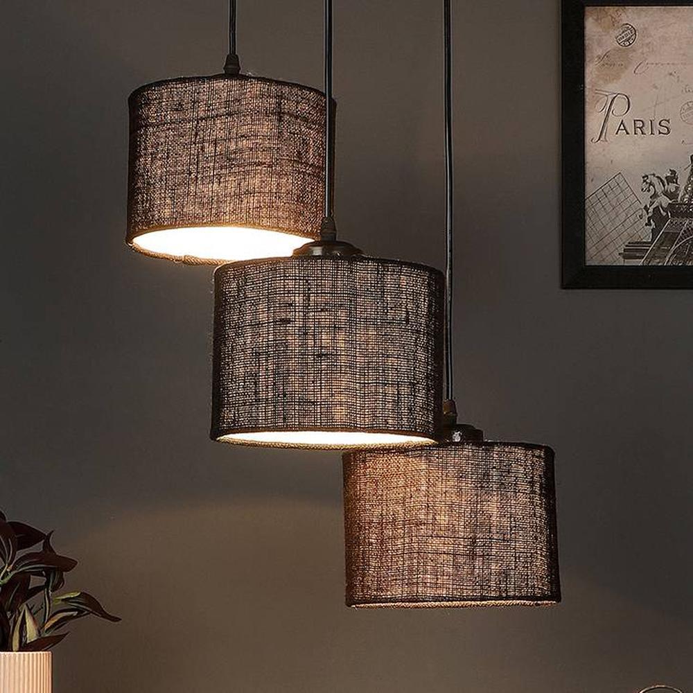 Hugo Black Natural Fiber Cluster Hanging Light