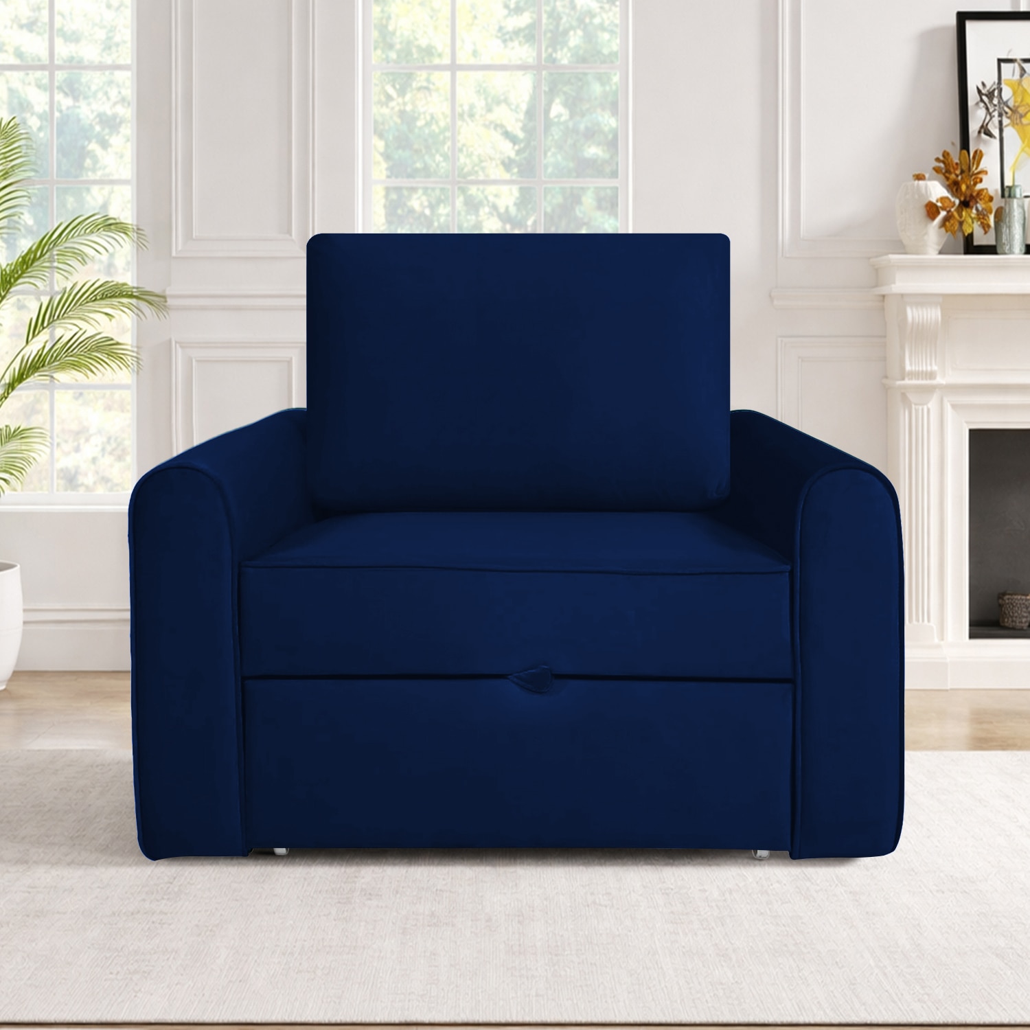 Clevam  Pull Out Sofa cum Bed  in Navy Blue Colour - Home Lifestylez