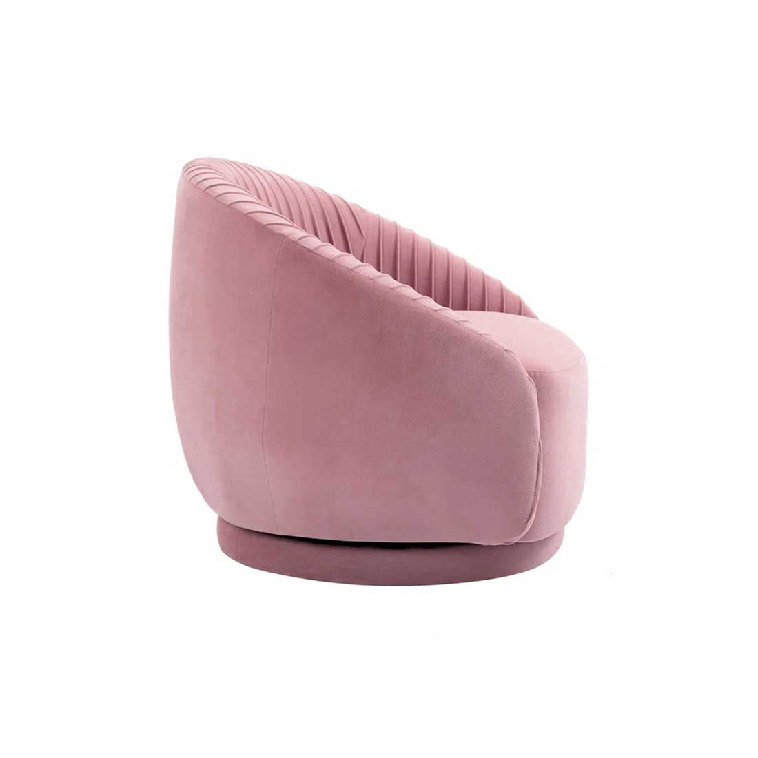 Lorna Swivel Solid Wood Round Chair in Pink Colour