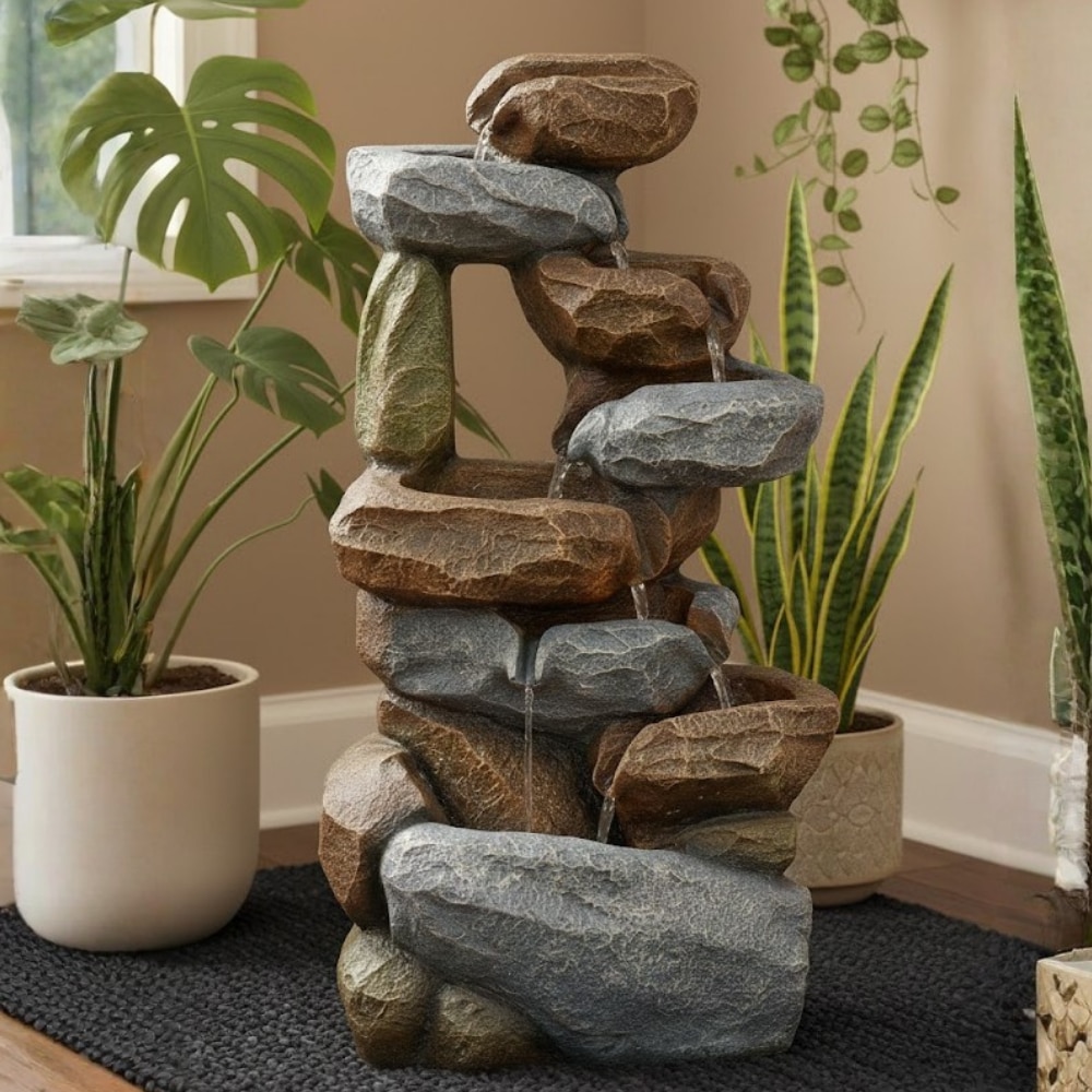 Resting Rock Stone Fountain For Indoor And Outdoor