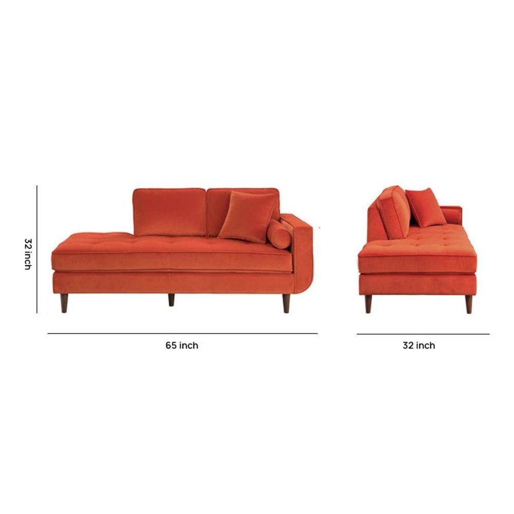 Mydril Velvet Chaise Launger in Orange Colour