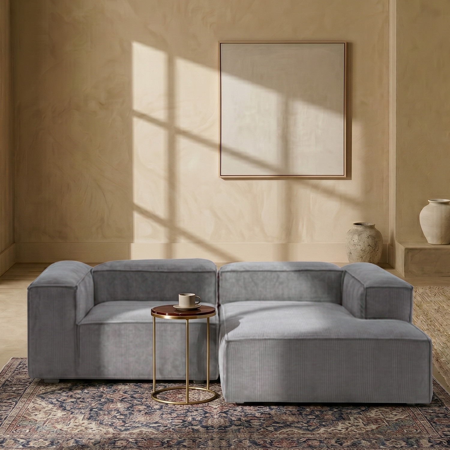 Elegantedge Wood Left Aligned 2-Seater With Upholstery Non Storage Sofa In Grey Colour - Nestroots