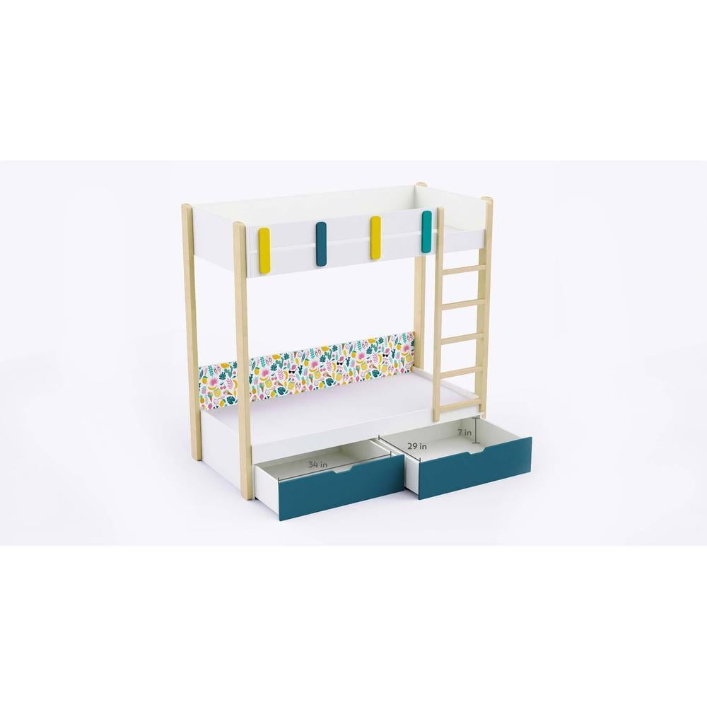 Pine Tree Bunk Bed with Drawer Storage