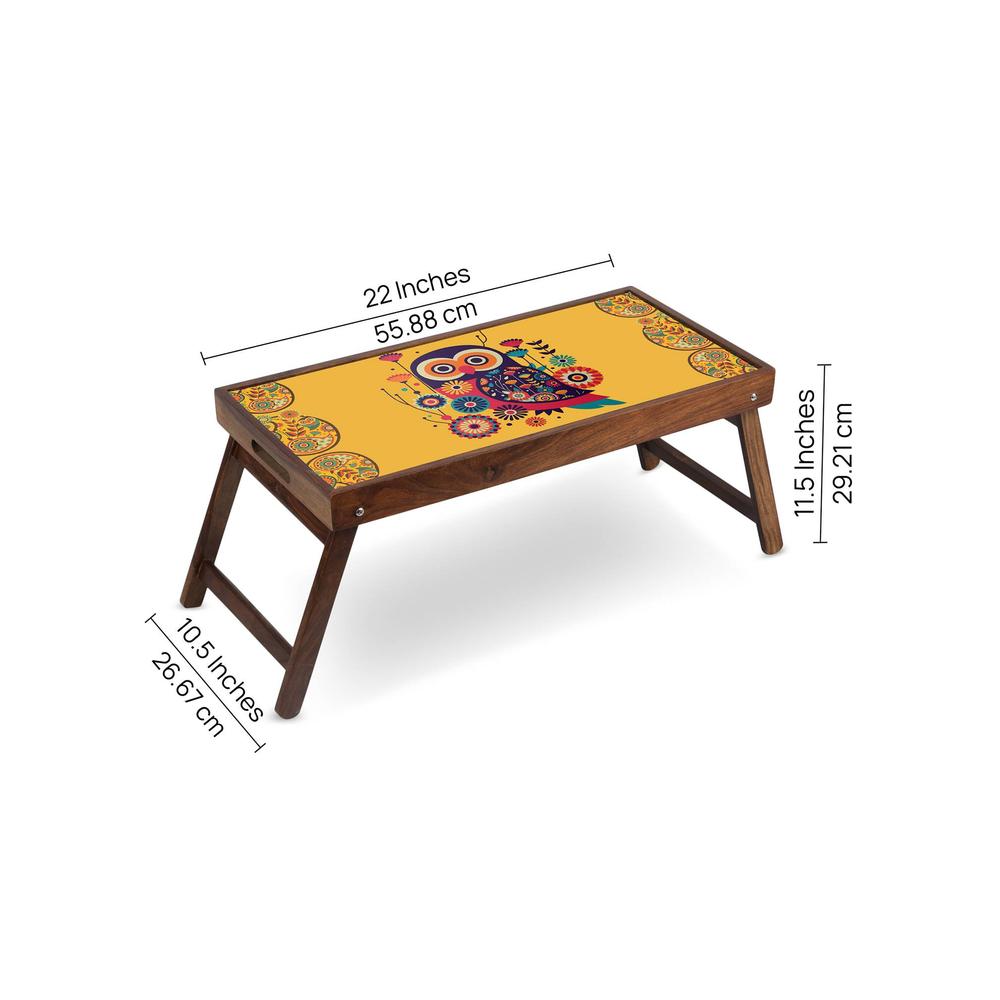 Nocturnal Nook Solid Wood Breakfast Table/Tray In Multicolour