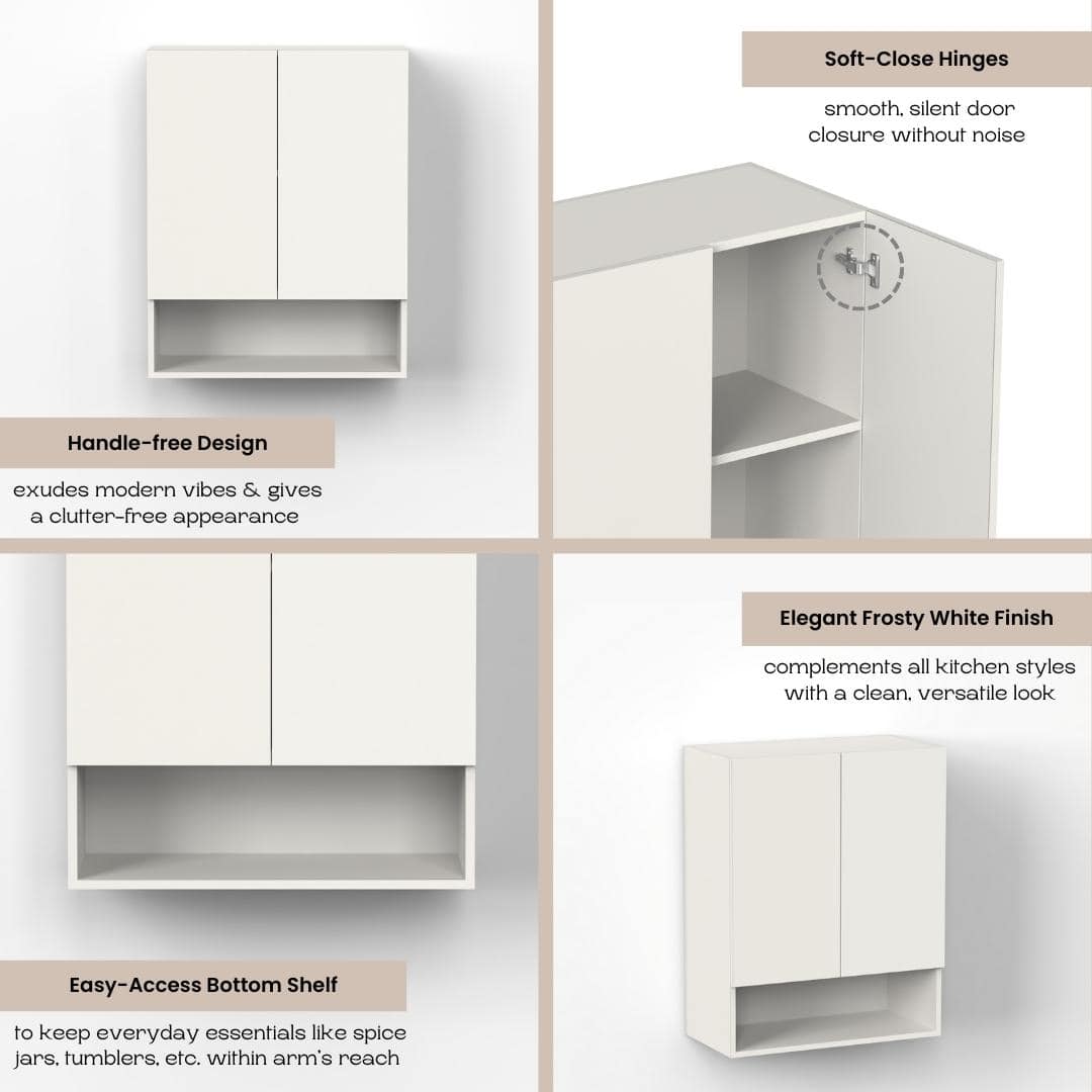 Opryt Engineered Wood Wall Mounted with Shelf Kitchen Cabinet Rack In White Finish