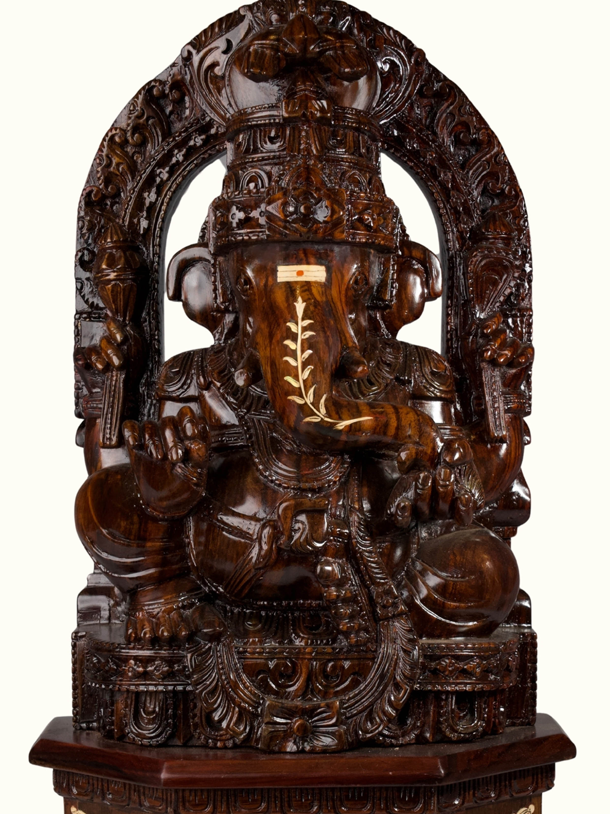 Mysore Rosewood Inlay Ganesha Idol