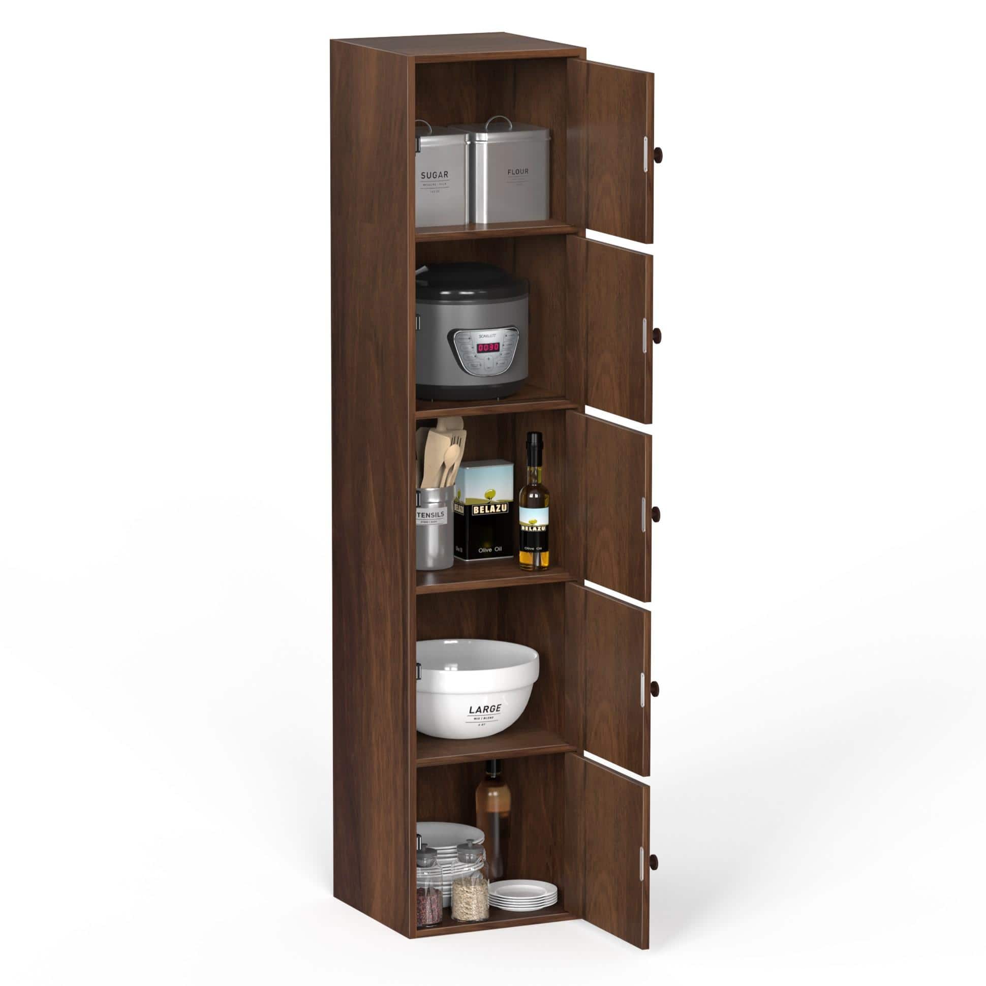 Calcio 5-Tier Engineered Wood Wardrobe In Brown Maple Finish