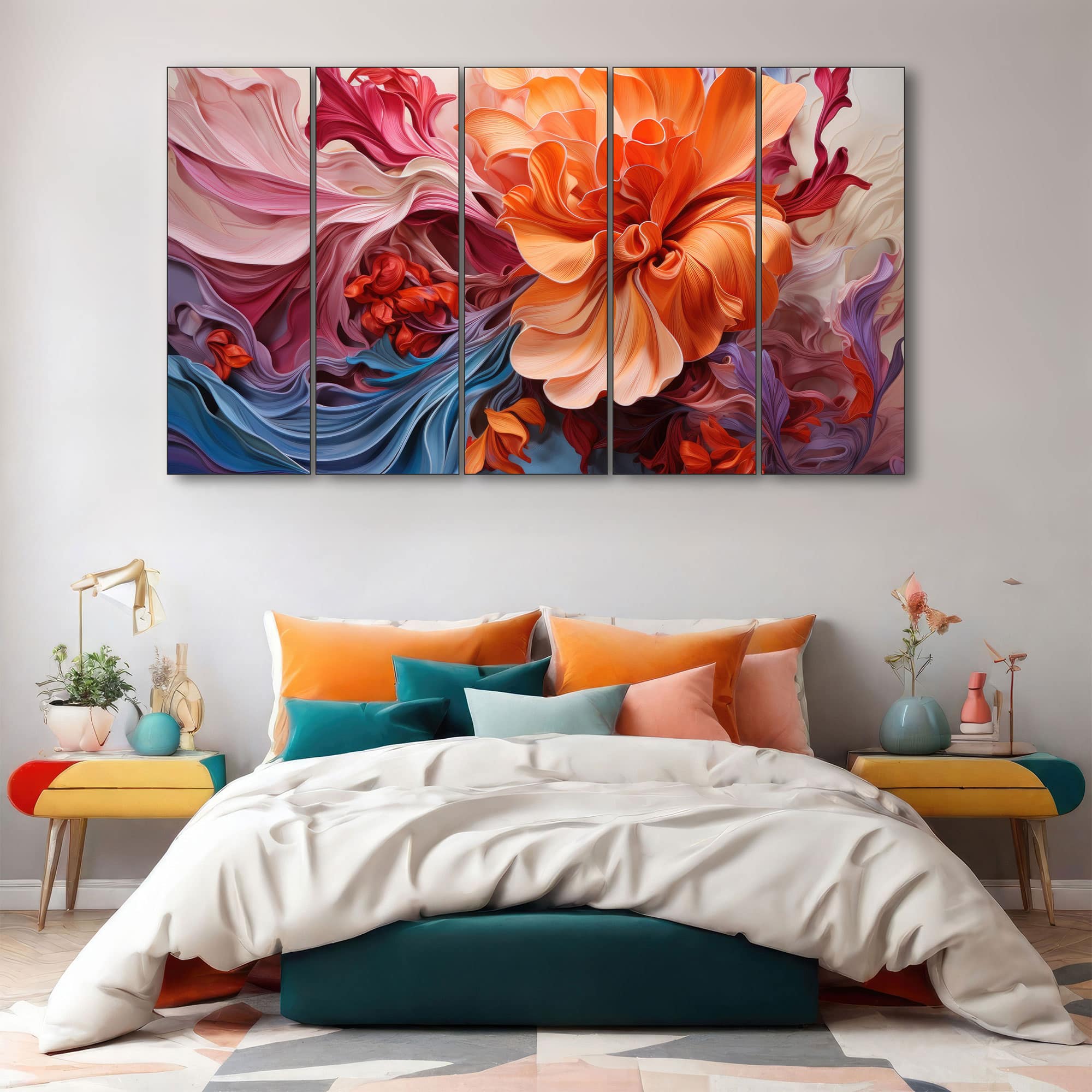 The Castle Decor Abstract Art Wall Painting Wooden Framed Digital Painting 27x48 Inch (Style 15) - The Castle Decor