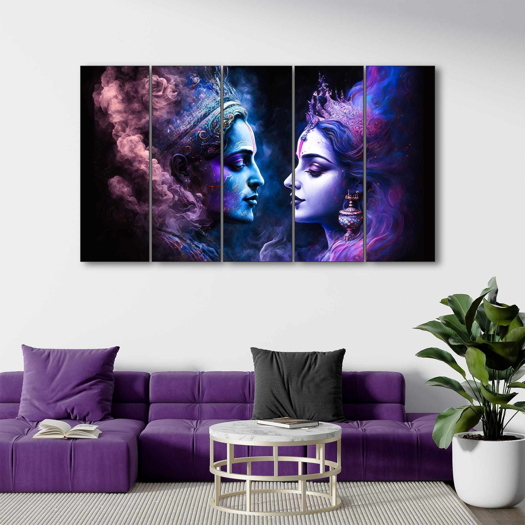 The Castle Decor Radha Krishna Wall Painting Wooden Framed 27x48 Inch (Style 4) - The Castle Decor