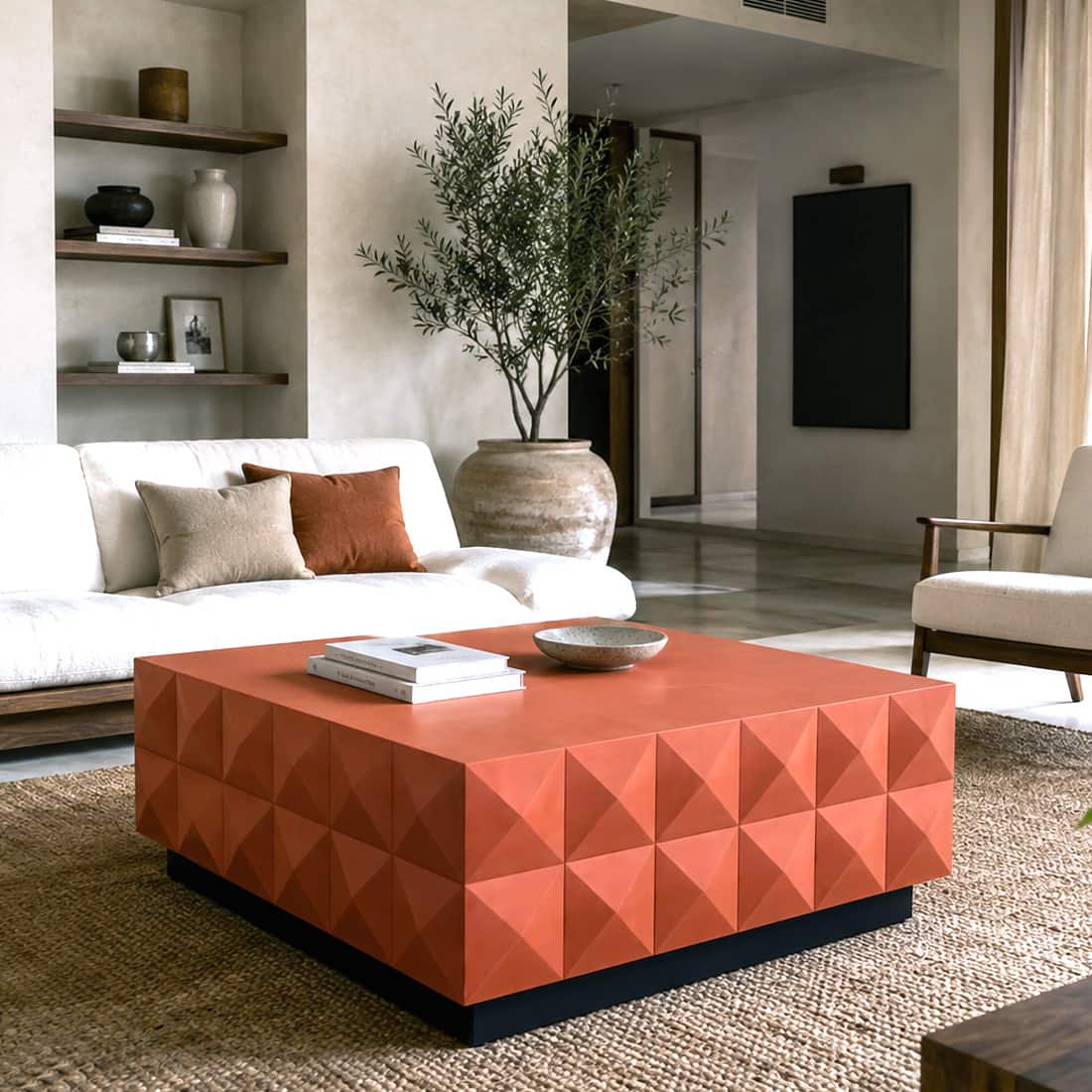 Ajman Coffee Table in Terracotta Colour - HomeDfy