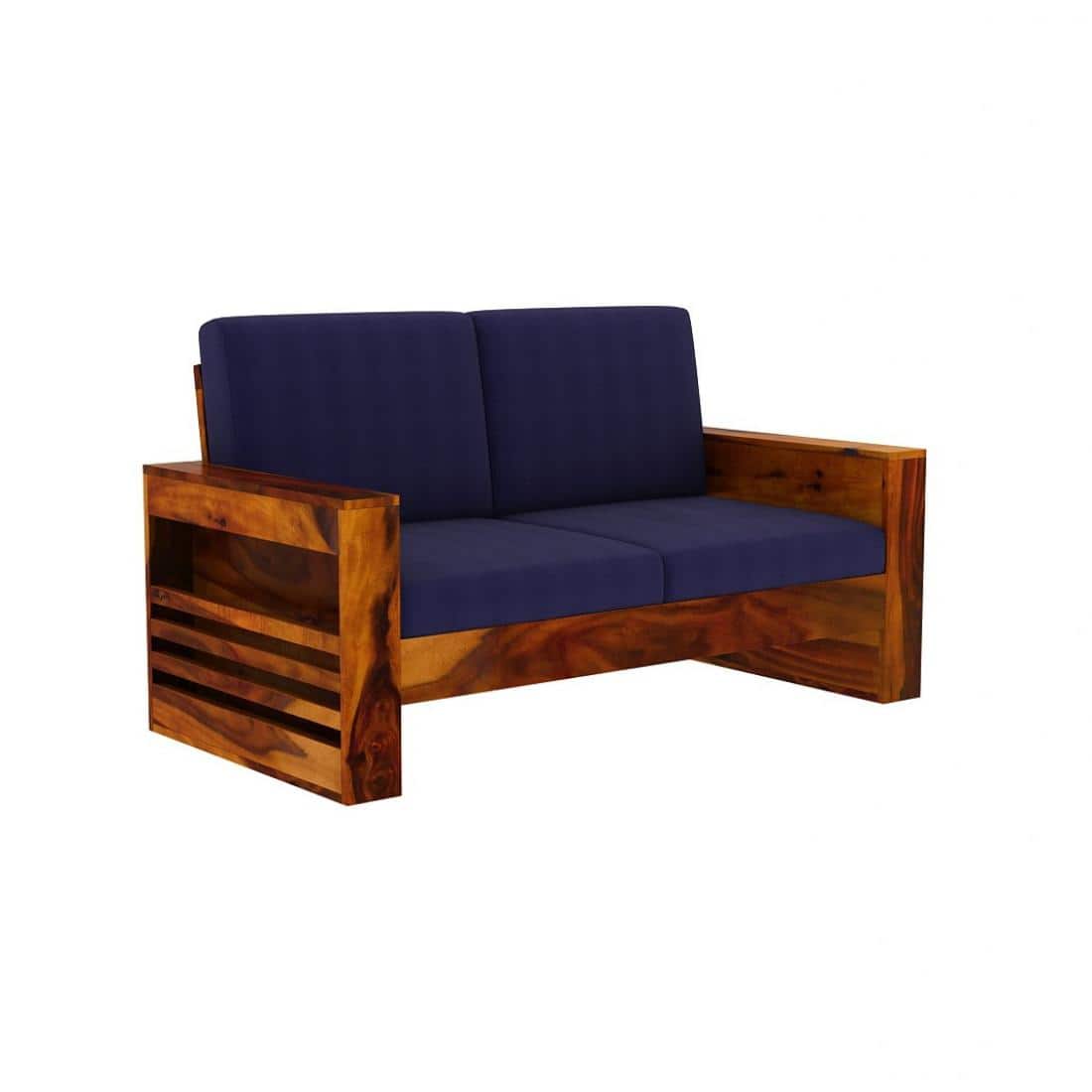 Maruti 3+2+1 Seater Wooden Sofa (BLUE Colour, Honey Finish)