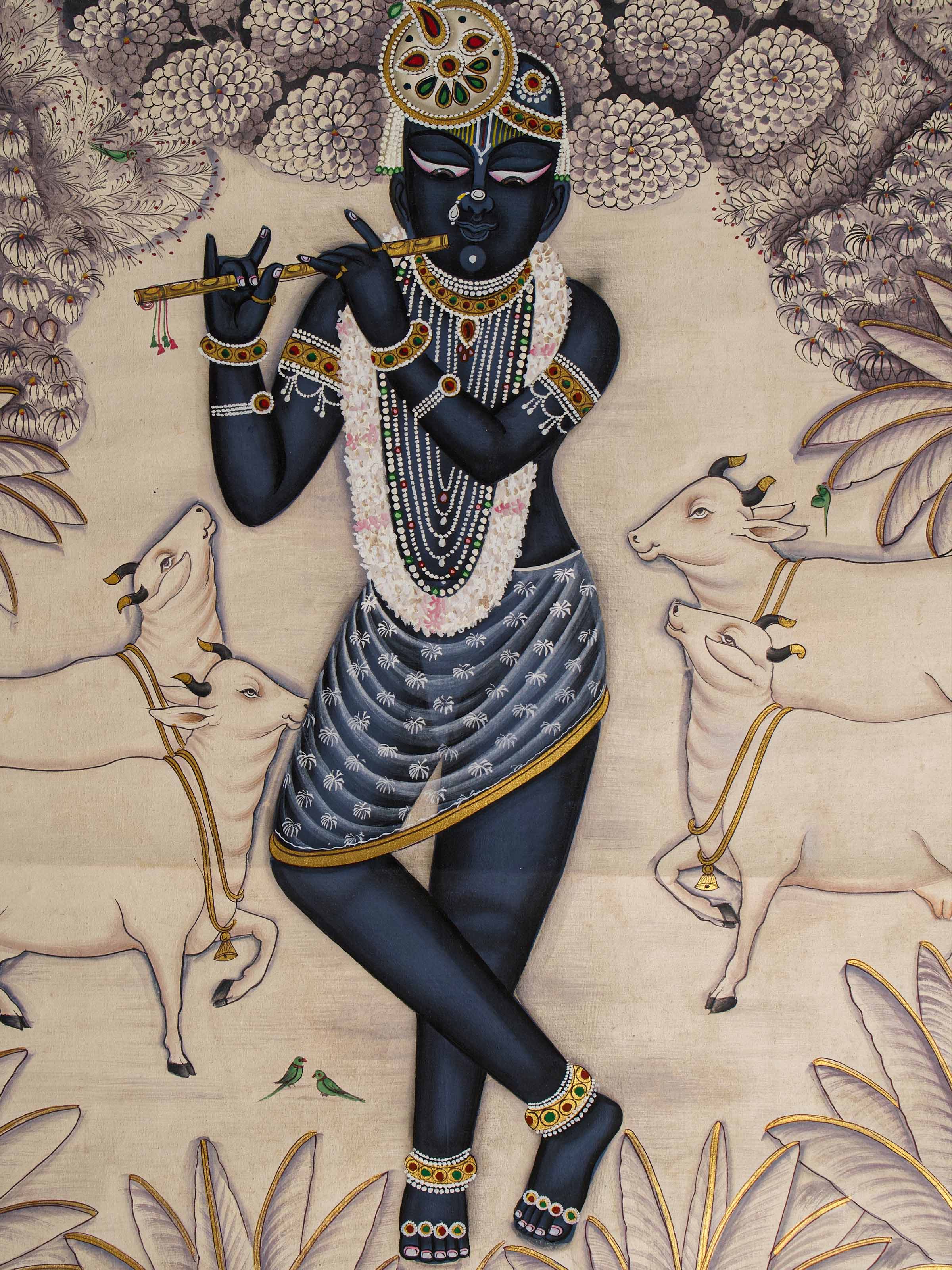Krishna with Cows Pichwai Painting