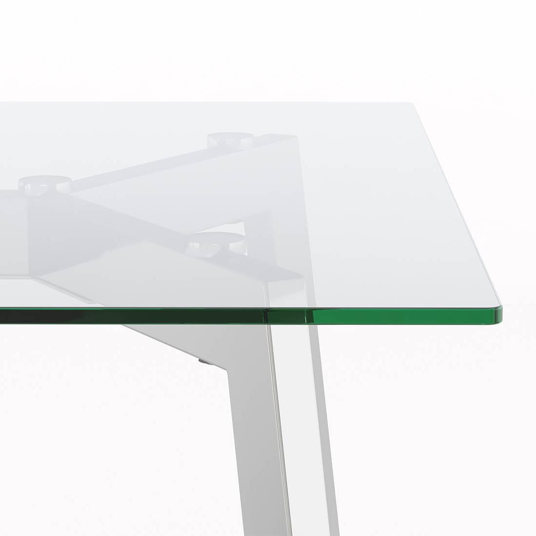 Carmen 6 Seater Glass Top Dining Table In Silver Finish