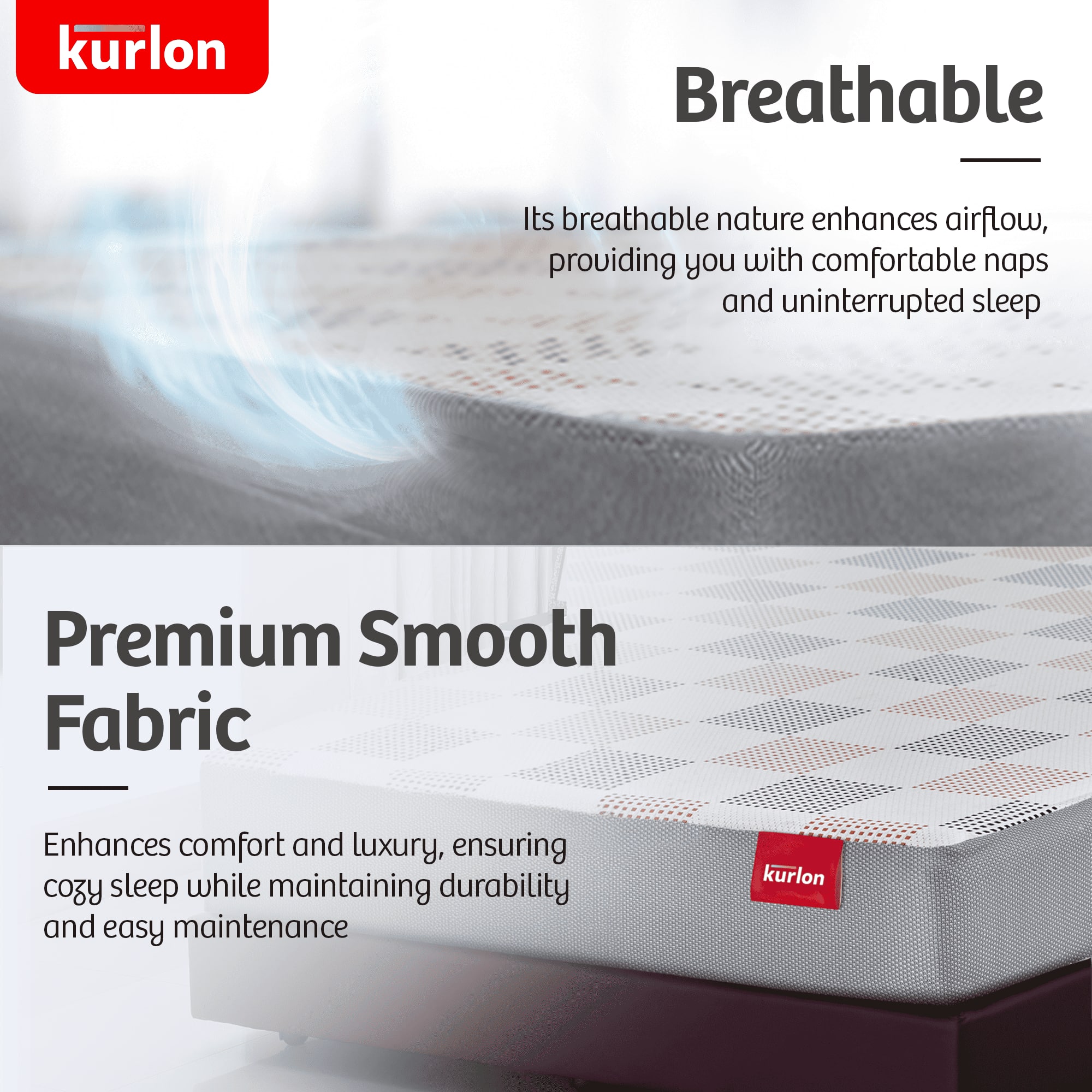 KURLON Dual Reversible Mattress, Soft & Firm Support 4 inch Queen High Resilience (HR) Foam Mattress (L x W: 78 inch x 66 inch)