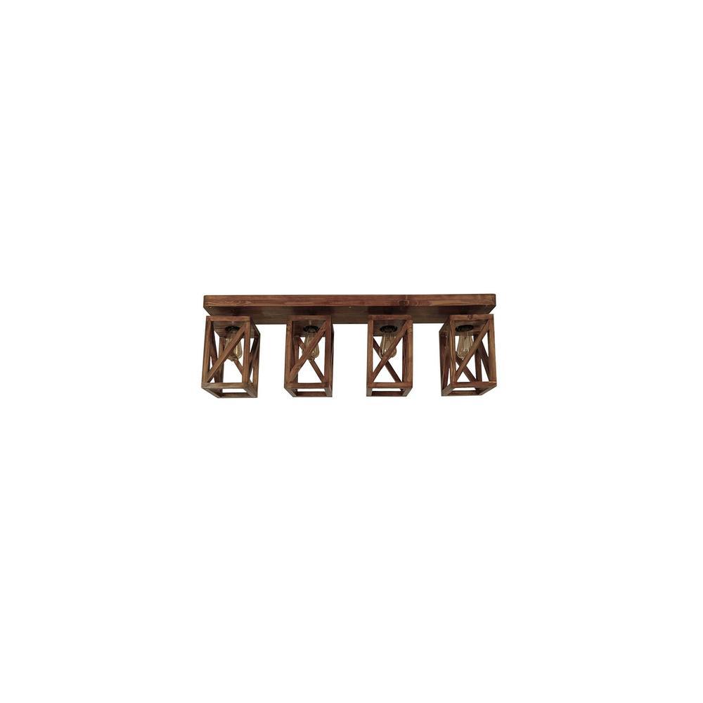 Symmetric Brown Solid Wood Ceiling Light