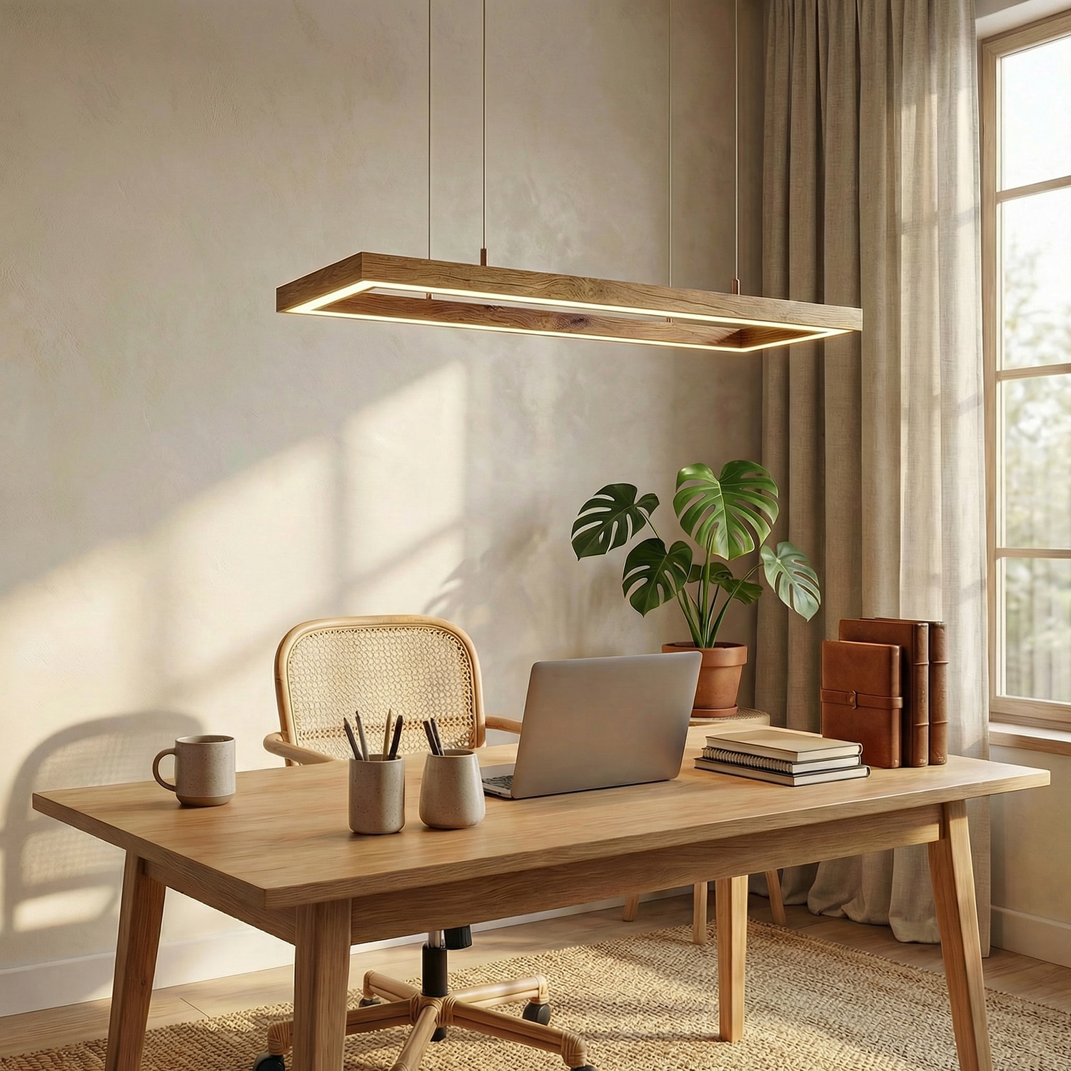 Even 36 Brown Wooden LED Hanging Lamp - Symplify