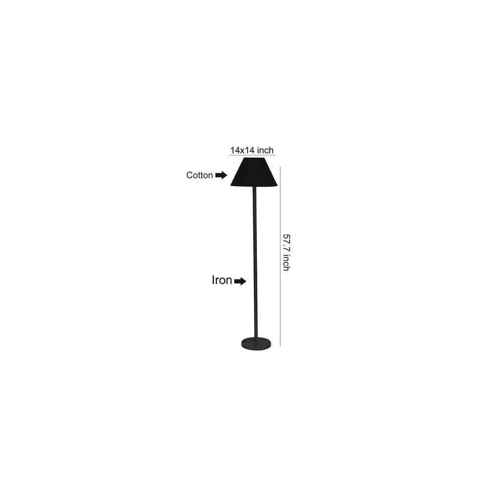 Vihaan Black Fabric Shade Floor Lamp with Black Iron Base