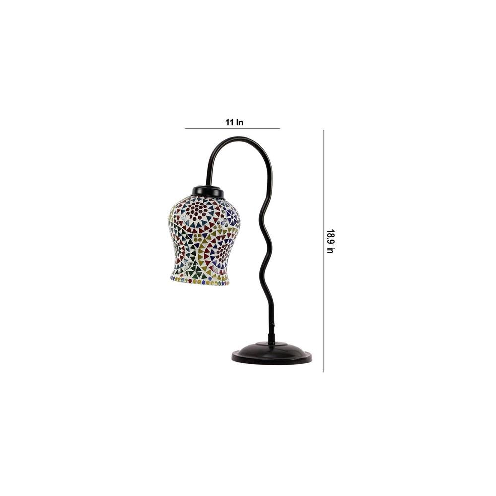 Multicolor Mosaic Glass Zig Zag Curvy Table lamp with Iron Base (EN12)