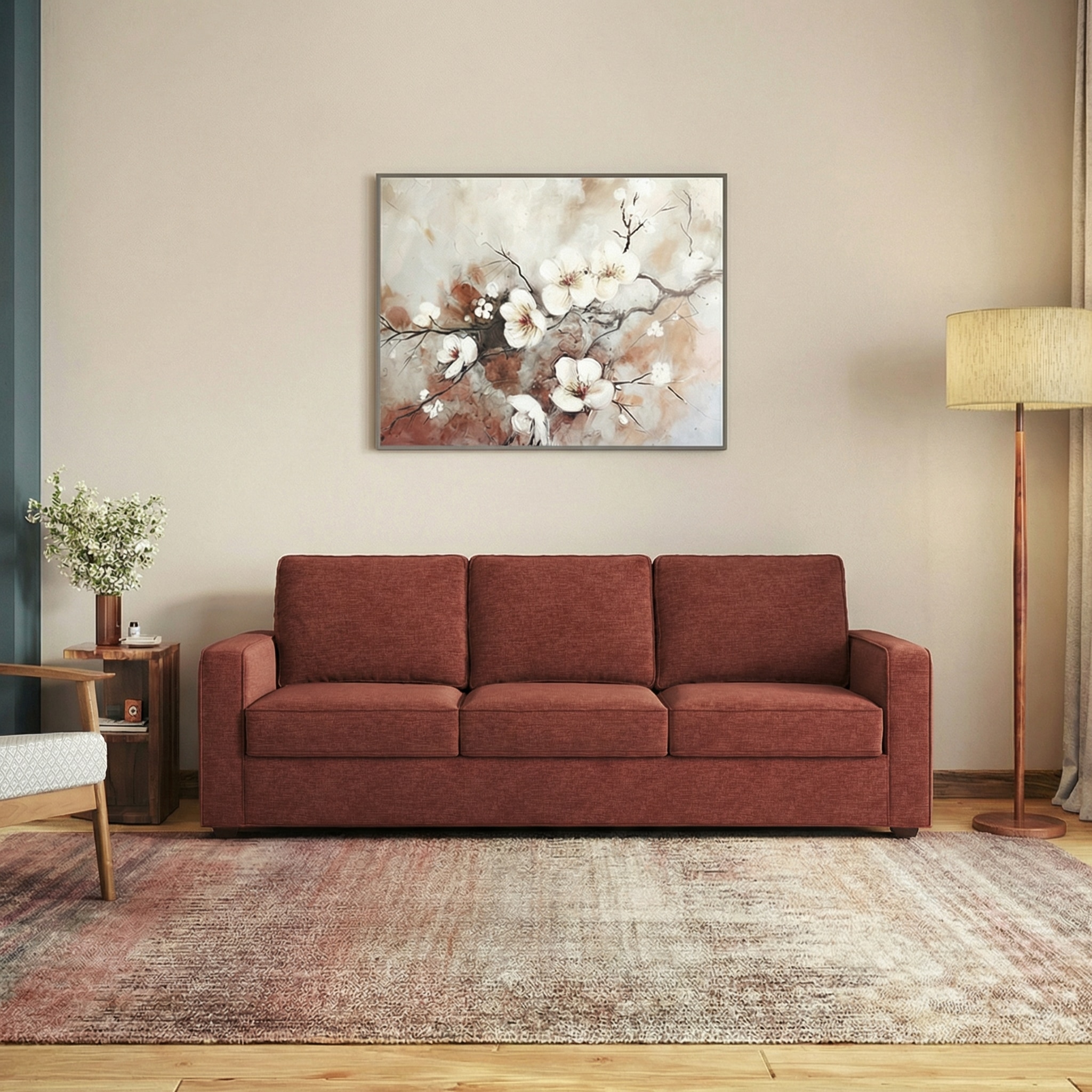 Apollo 3 Seater Fabric Sofa In Dark Coral Colour-image-23