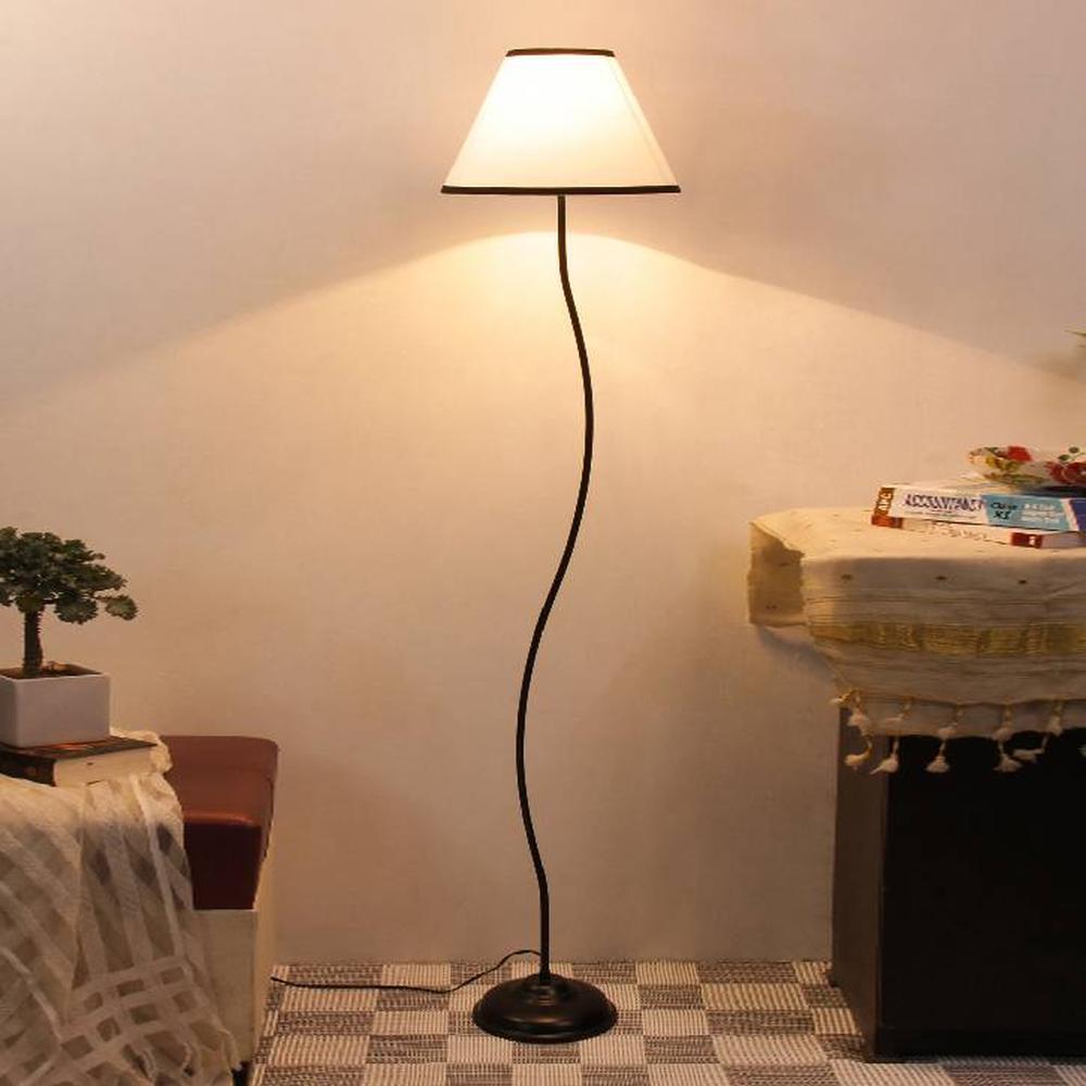 Isla Multicolour Fabric Floor Lamp with Black Iron Base - Devansh