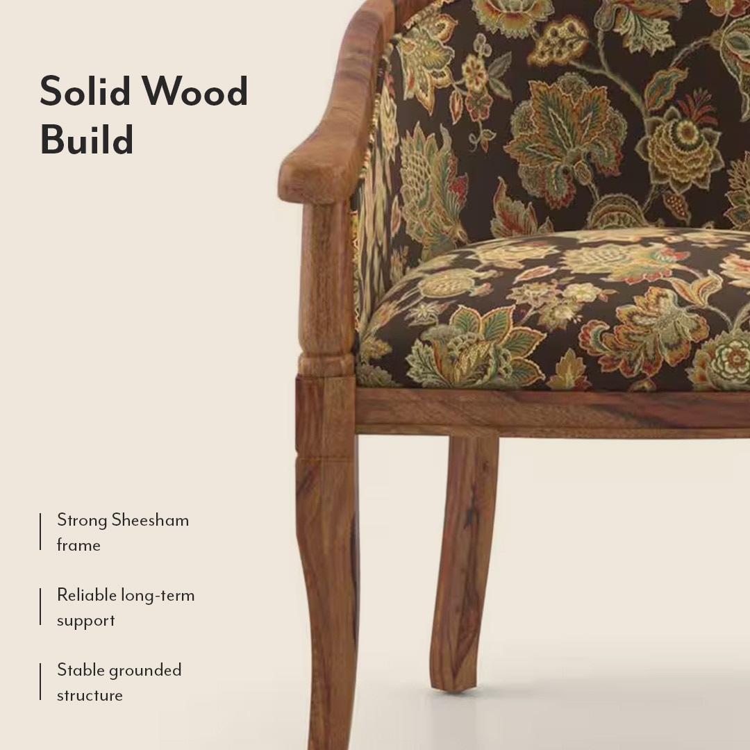 Florence Lounge Chair in Teak Finish and Chintz Floral Colour