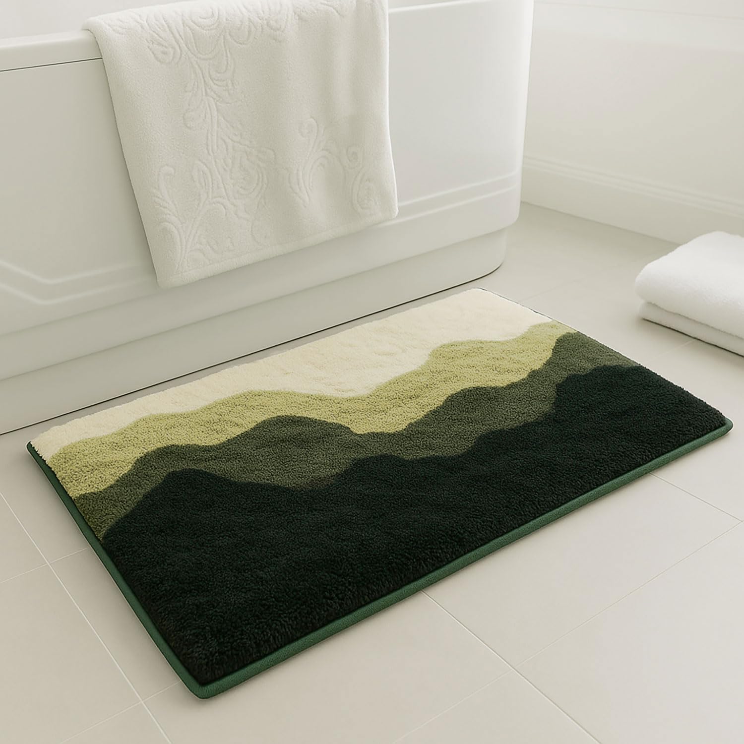 Luxe Home Canada Waves Microfiber Bath Mat (40x60 cm) Green