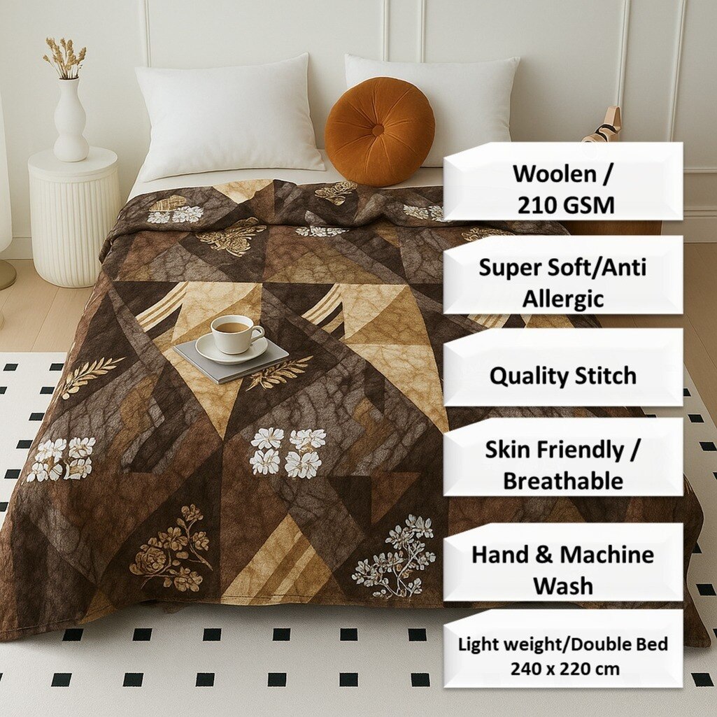 Silky Touch Premium Super Soft Cozy Doube Bed Blanket 240 X 220 Cms  210 Cms