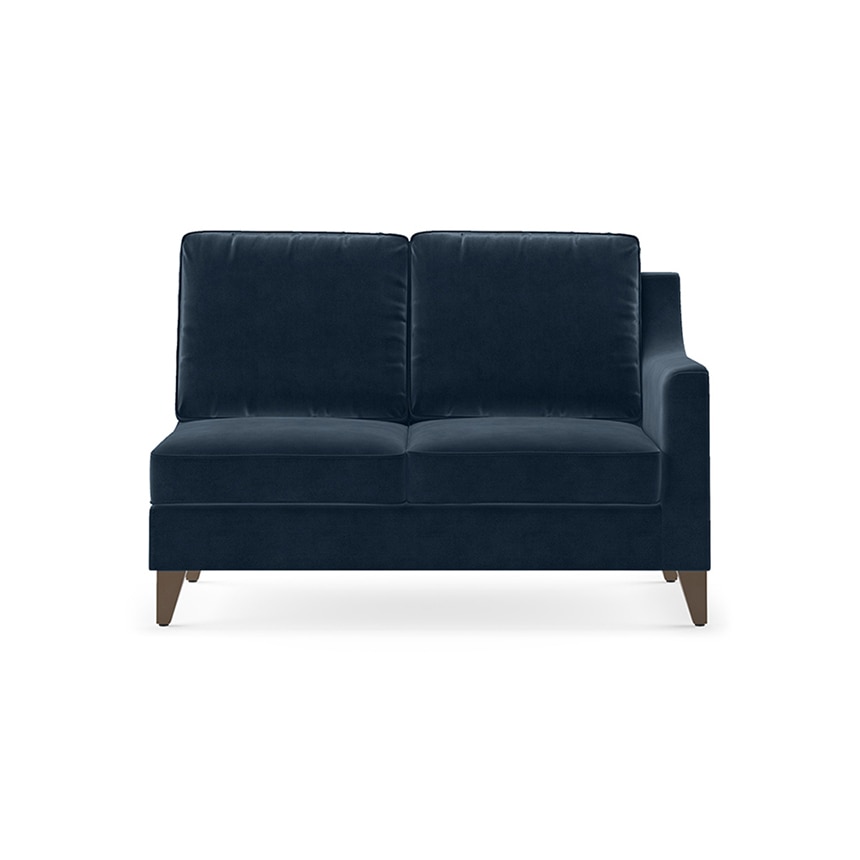 Abbey Sectional Sofa (Colour : Sea Port Blue Velvet, Cushion : Soft, Seater : Left Aligned 2 Seater + Left Aligned Chaise)