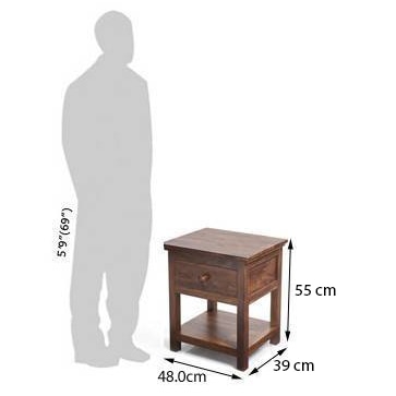 Snooze Solid Wood Bedside Table in Teak Finish