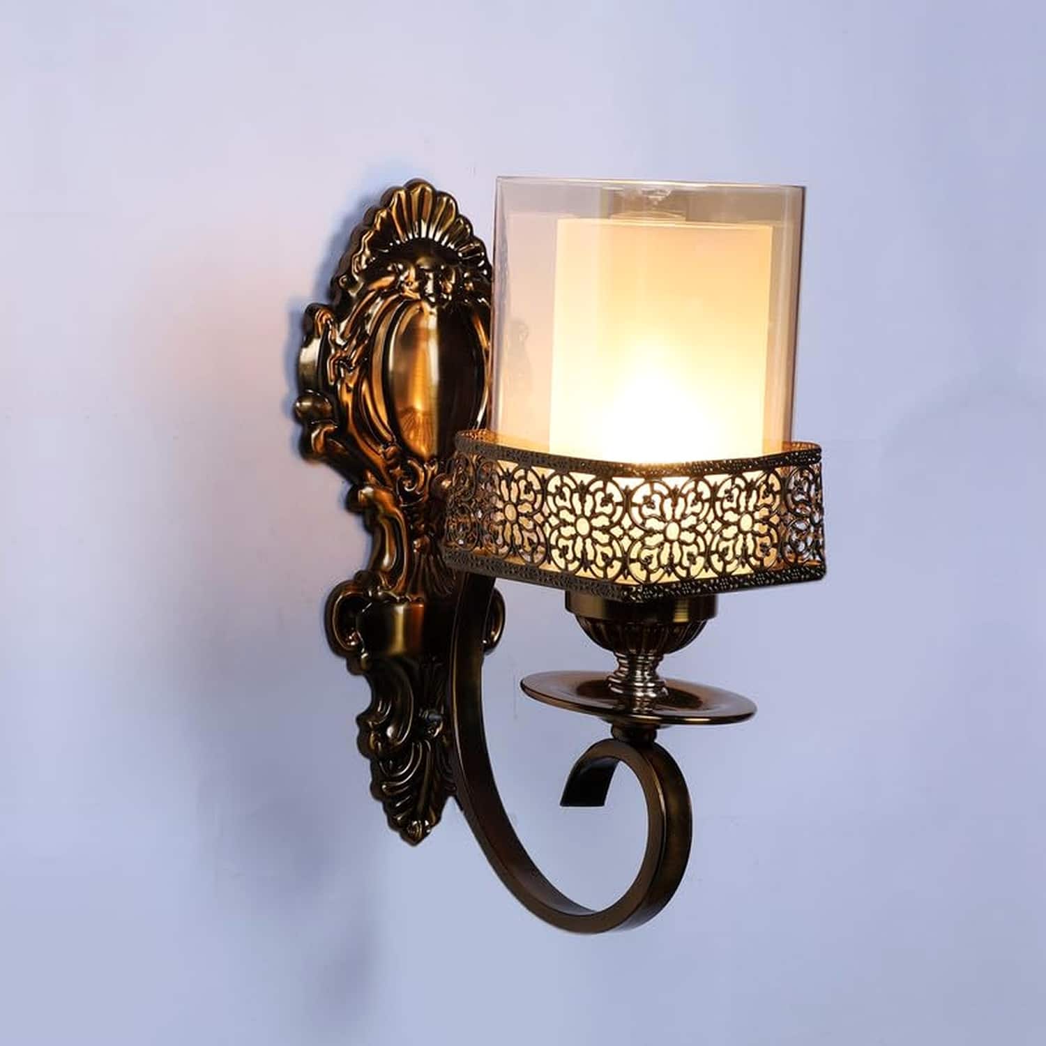 Eliante Solis Antique Gold Iron Wall Light With E27 Holder In Antique Gold Colour