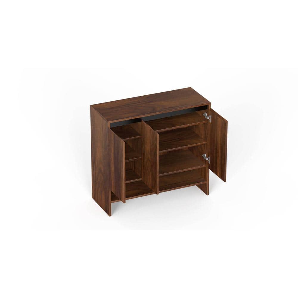 Mavis Engineered Wood 3 Doors Shoe Rack Cabinet Slipper Footwear Stand Organizer with Premium Handleless Design and A Open Shelve, Store Up to 16 Pairs for Living Room Home (Brown Maple)