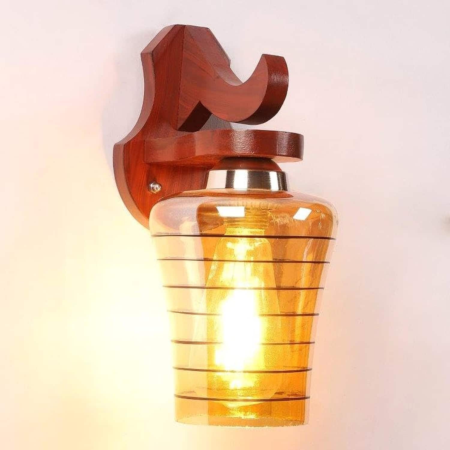 Eliante Tavrix Red Wood Wall Light With E27 Holder In Brown Colour