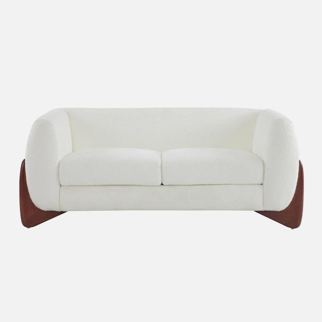 Amala Velvet 2 Seater Sofa in White Colour