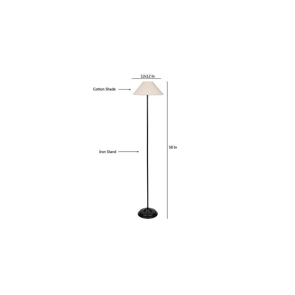 Tyrion Black Cotton Shade Floor Lamp