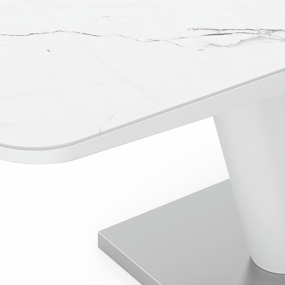 Caribu 6 To 8 Extendable Dining Table With Set Of 6 Doris Swivel Accent Chairs (Colour- Dark Grey, Finish- White High Gloss)