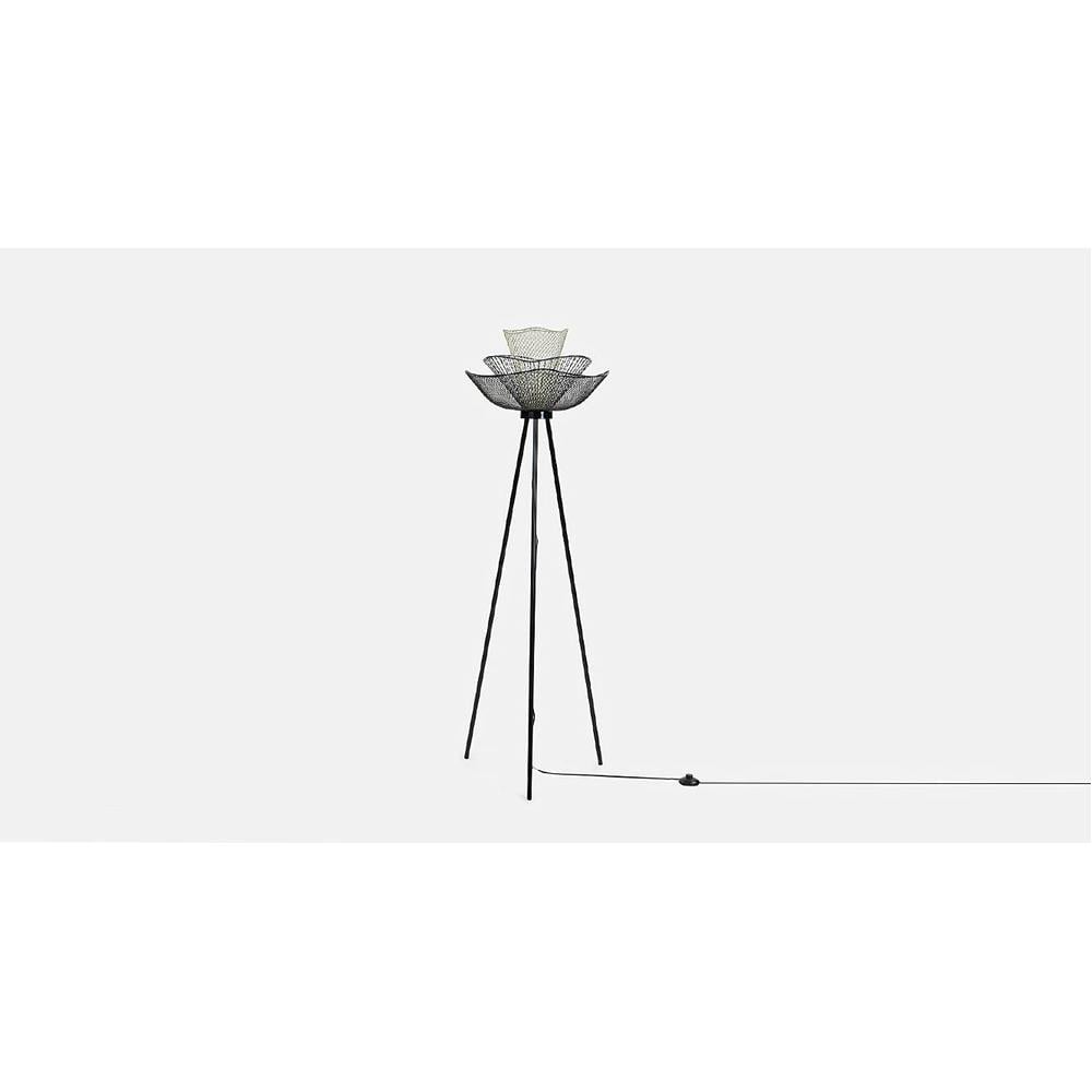 Cleo Off White Floor Lamp With Black Iron Base