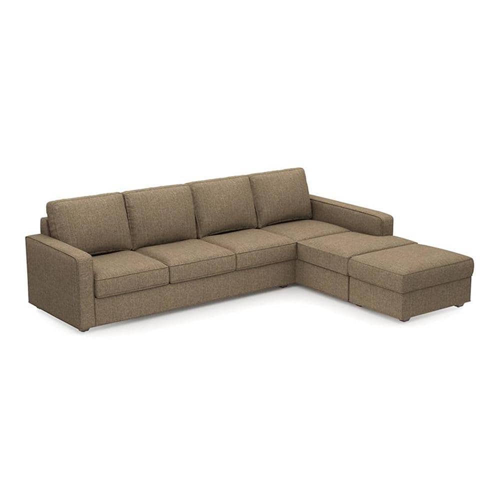 Apollo Compact Sofa (Colour : Dune, Cushion : Soft, Back Type : Regular, Seating Capacity : Right Aligned 3 Seater + Right Aligned Chaise + Ottoman)