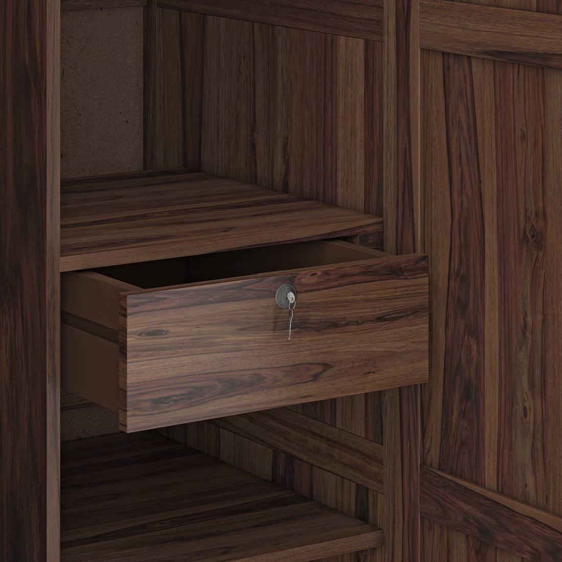 Magellan Solid Wood 2 Door Wardrobe in Teak Finish