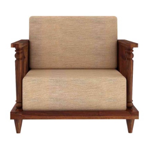 Weston Wooden One Seater Sofa in Grey Colour