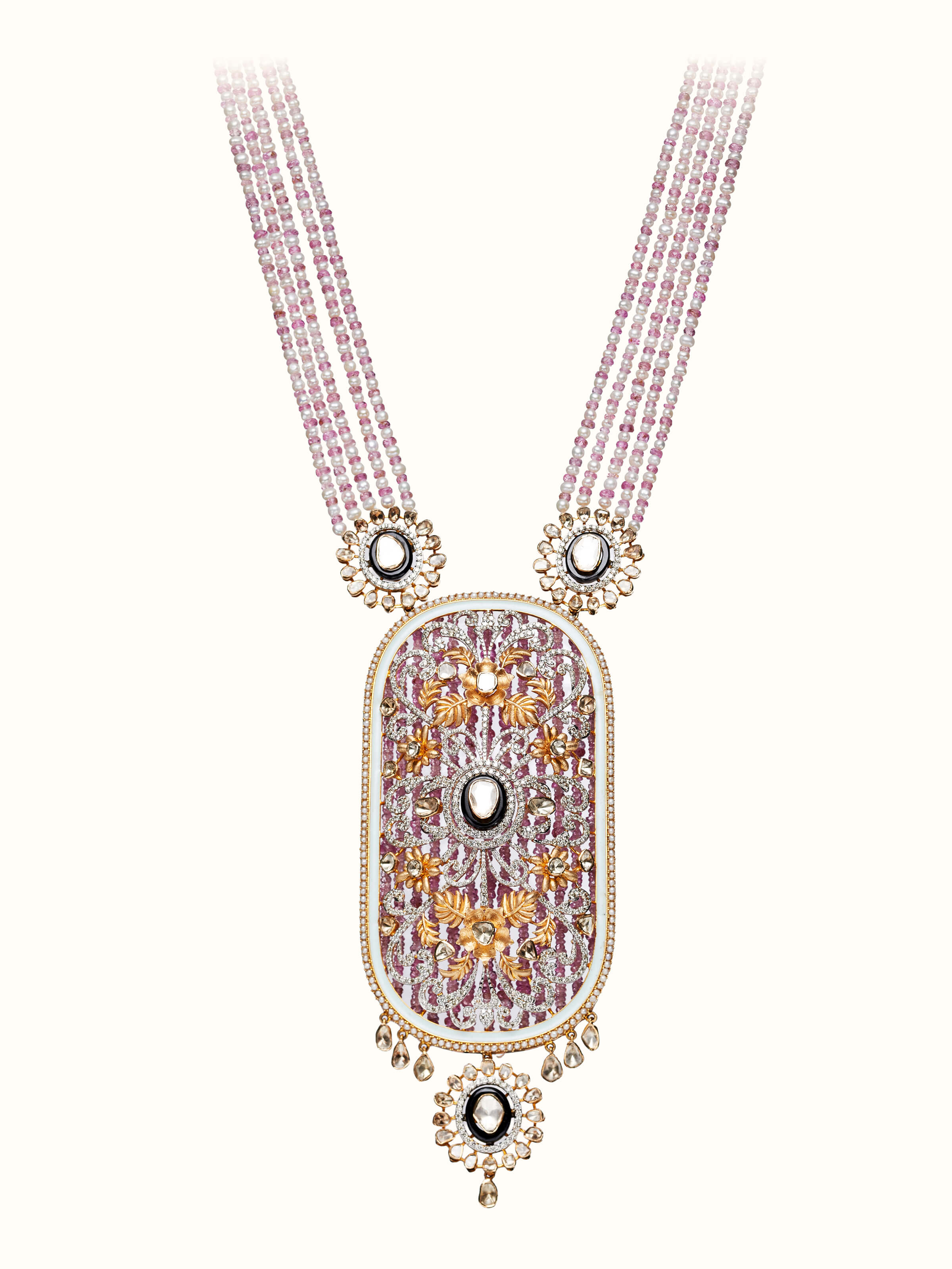 Open Setting 14 Karat Gold Long Necklace