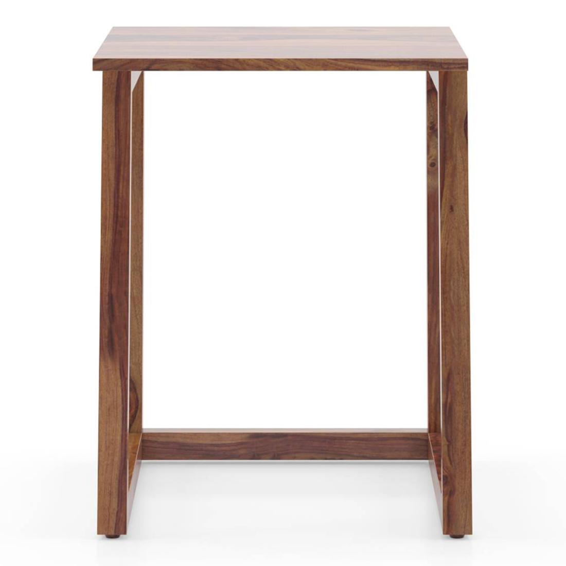 Silvino Solid Wood Nested Side Table in Teak Finish