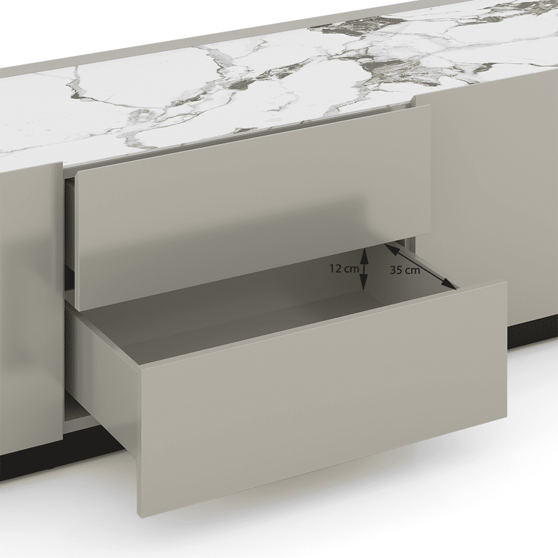 Dorian Engineered Wood TV Unit With Ceramic Top In Taupe High Gloss Finish