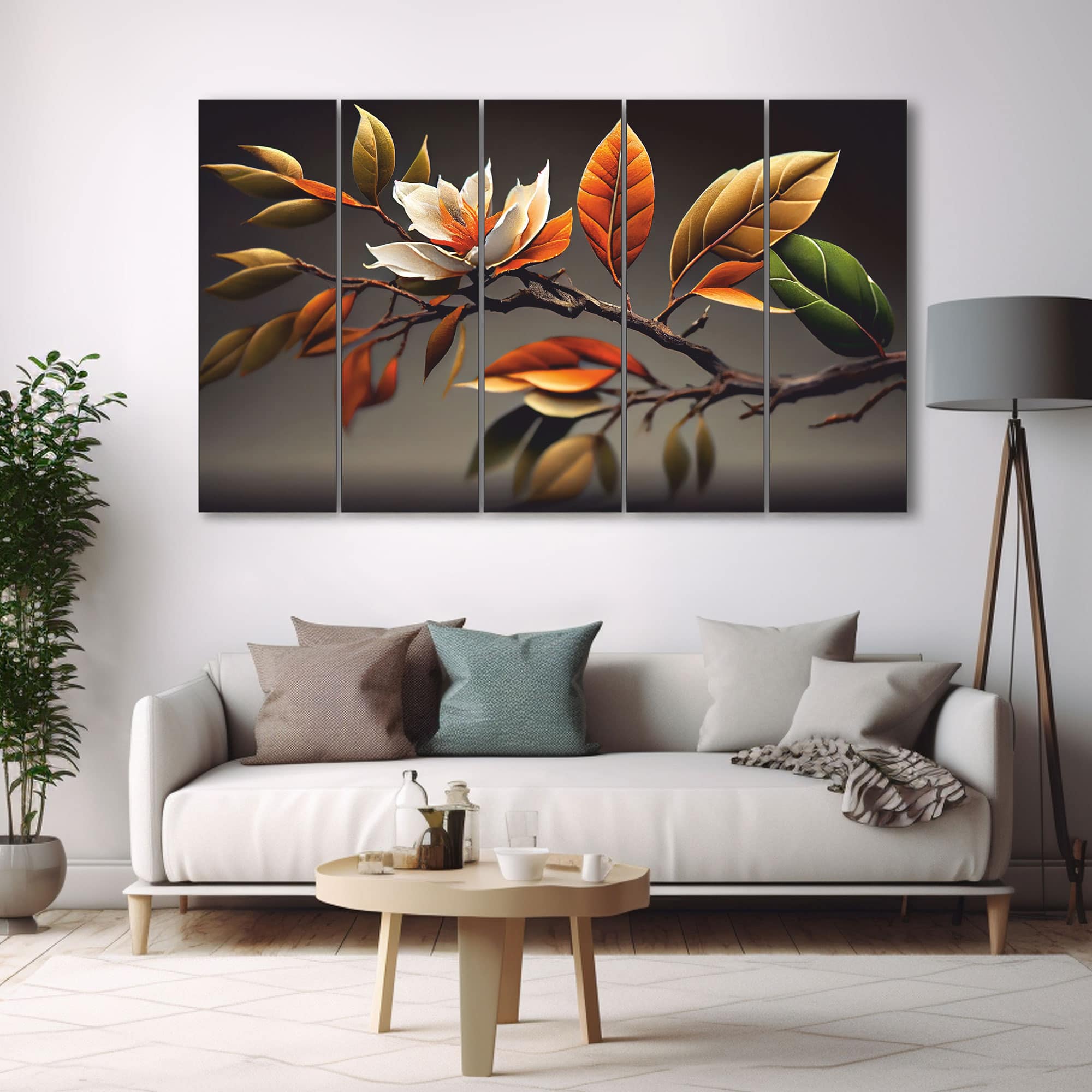The Castle Decor Beautiful Flower Abstract Wall Art Set of 5 27x48 Inch - The Castle Decor