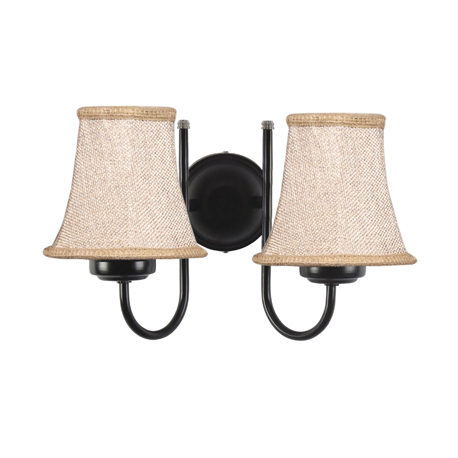 Devansh Dual Black Metal  Wallmounted Lamp With Beige Jute  Shade
